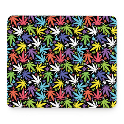 Colorful Weed Leaf Pattern Print Mouse Pad
