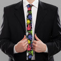 Colorful Weed Leaf Pattern Print Necktie