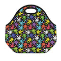 Colorful Weed Leaf Pattern Print Neoprene Lunch Bag