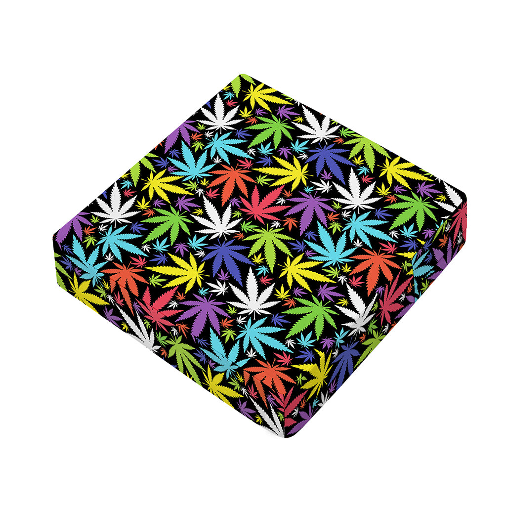 Colorful Weed Leaf Pattern Print Outdoor Seat Cushion Cover