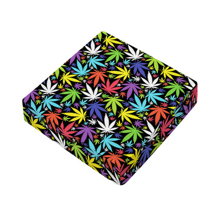Colorful Weed Leaf Pattern Print Outdoor Seat Cushion Cover