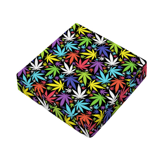 Colorful Weed Leaf Pattern Print Outdoor Seat Cushion Cover