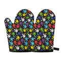 Colorful Weed Leaf Pattern Print Oven Mitts