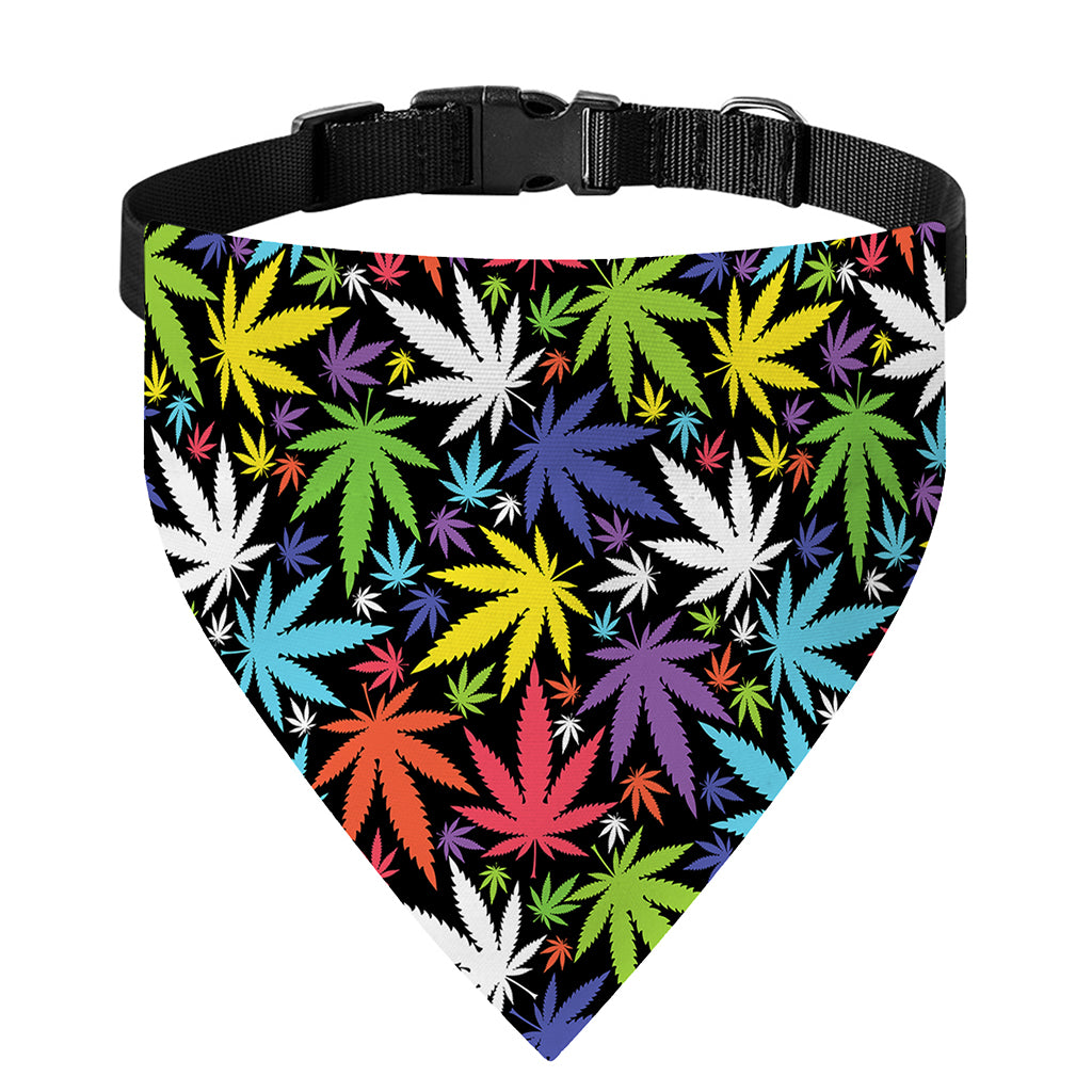 Colorful Weed Leaf Pattern Print Over The Collar Dog Bandana