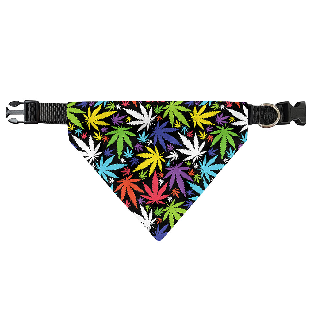 Colorful Weed Leaf Pattern Print Over The Collar Dog Bandana