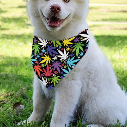 Colorful Weed Leaf Pattern Print Over The Collar Dog Bandana