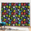 Colorful Weed Leaf Pattern Print Pencil Pleat Curtains