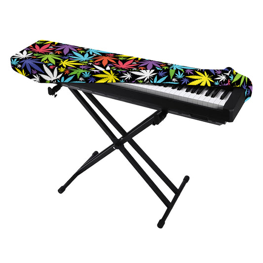 Colorful Weed Leaf Pattern Print Piano Keyboard Cover