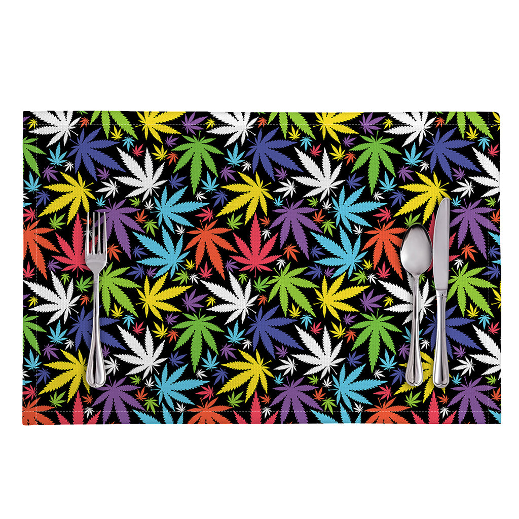 Colorful Weed Leaf Pattern Print Placemat