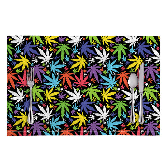 Colorful Weed Leaf Pattern Print Placemat
