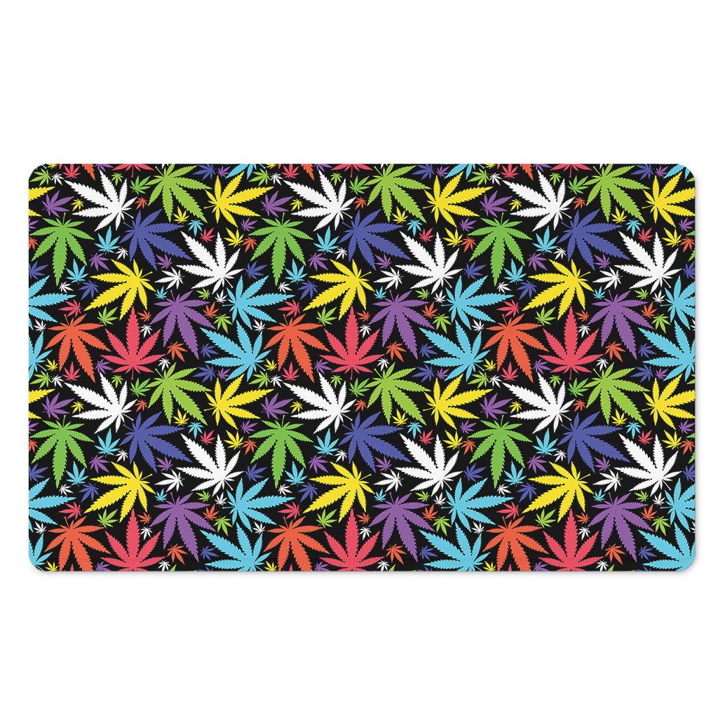 Colorful Weed Leaf Pattern Print Polyester Doormat