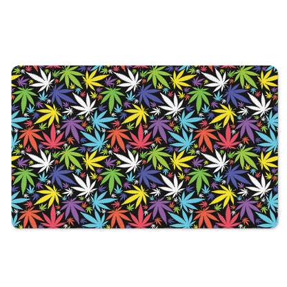 Colorful Weed Leaf Pattern Print Polyester Doormat