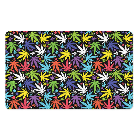 Colorful Weed Leaf Pattern Print Polyester Doormat