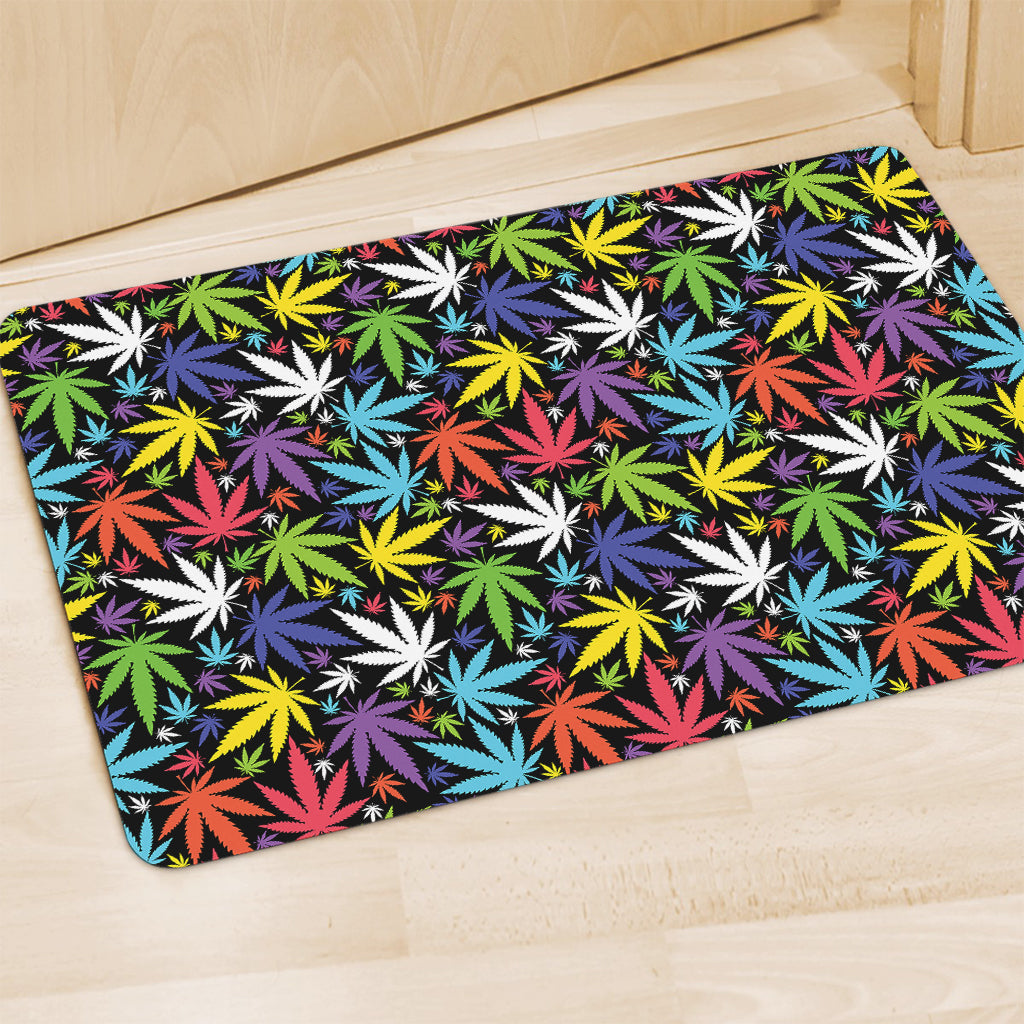 Colorful Weed Leaf Pattern Print Polyester Doormat