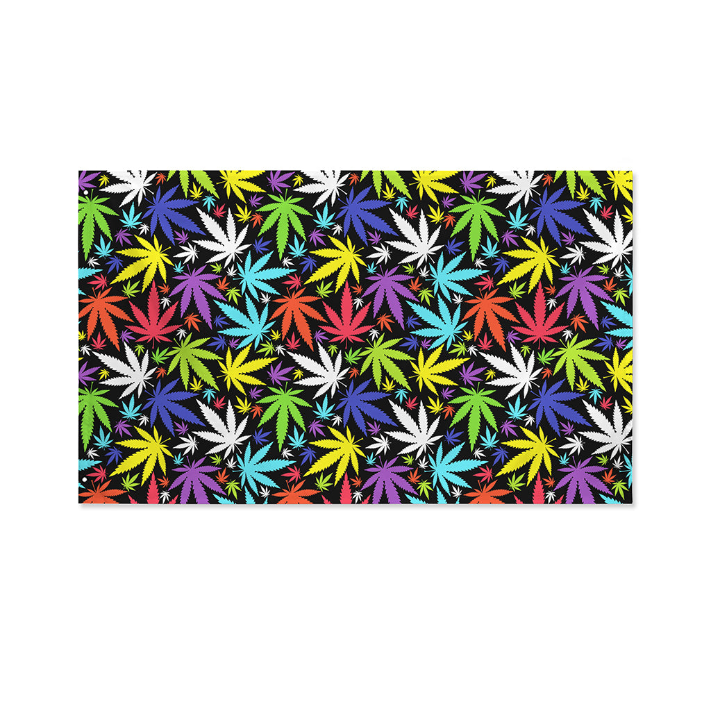 Colorful Weed Leaf Pattern Print Polyester Flag
