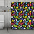 Colorful Weed Leaf Pattern Print Polyester Shower Curtain