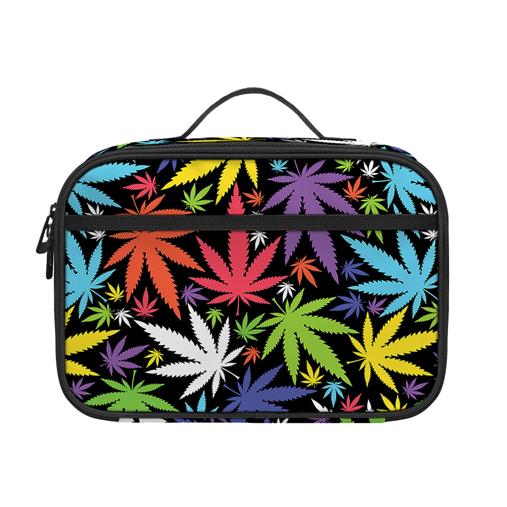 Colorful Weed Leaf Pattern Print Portable Lunch Bag