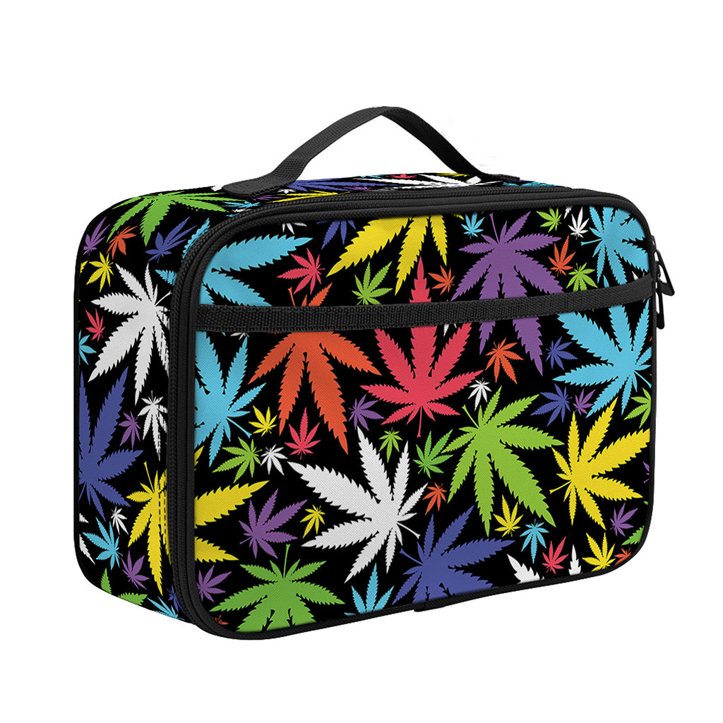 Colorful Weed Leaf Pattern Print Portable Lunch Bag