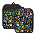 Colorful Weed Leaf Pattern Print Pot Holders With Pocket