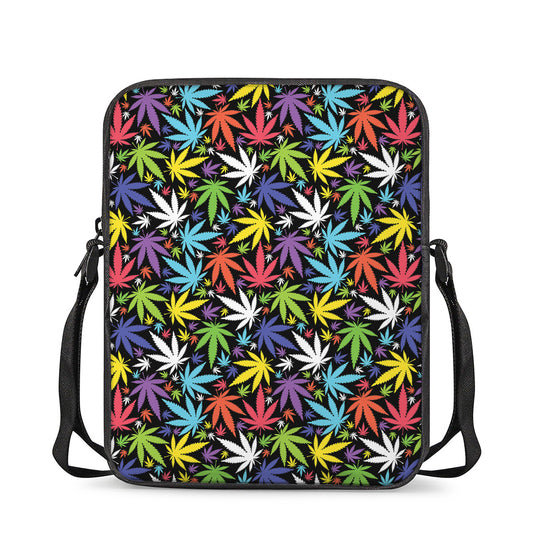 Colorful Weed Leaf Pattern Print Rectangular Crossbody Bag