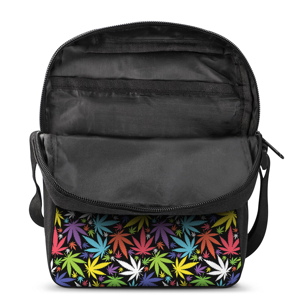 Colorful Weed Leaf Pattern Print Rectangular Crossbody Bag