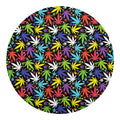 Colorful Weed Leaf Pattern Print Round Blanket