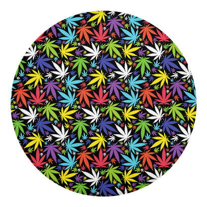 Colorful Weed Leaf Pattern Print Round Blanket