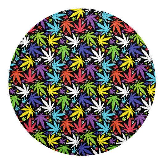 Colorful Weed Leaf Pattern Print Round Blanket