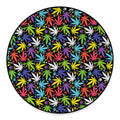 Colorful Weed Leaf Pattern Print Round Floor Mat