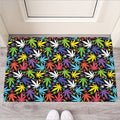 Colorful Weed Leaf Pattern Print Rubber Doormat