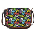 Colorful Weed Leaf Pattern Print Saddle Bag