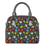 Colorful Weed Leaf Pattern Print Shoulder Handbag