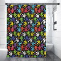 Colorful Weed Leaf Pattern Print Shower Curtain