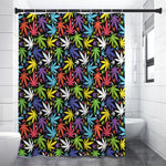 Colorful Weed Leaf Pattern Print Shower Curtain