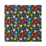 Colorful Weed Leaf Pattern Print Silk Bandana