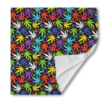 Colorful Weed Leaf Pattern Print Silk Bandana