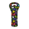 Colorful Weed Leaf Pattern Print Single Neoprene Wine Tote