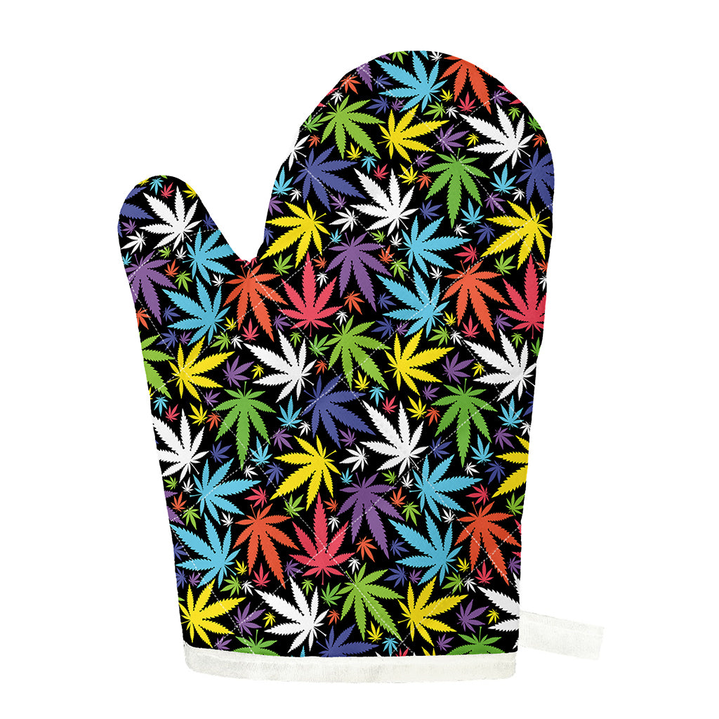 Colorful Weed Leaf Pattern Print Single Oven Mitt