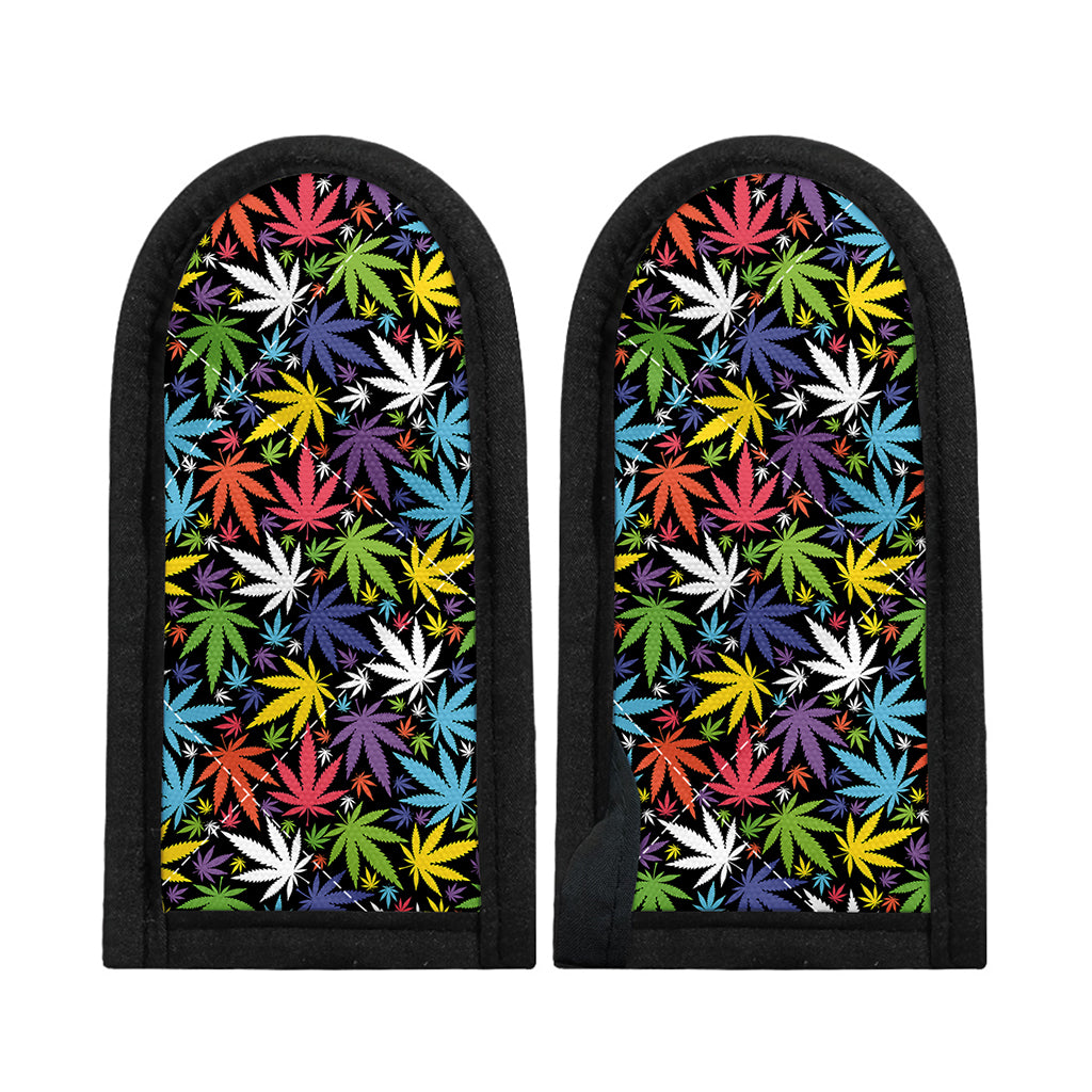 Colorful Weed Leaf Pattern Print Skillet Handle Cover
