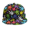 Colorful Weed Leaf Pattern Print Snapback Cap