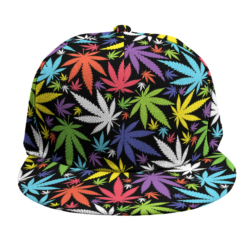 Colorful Weed Leaf Pattern Print Snapback Cap