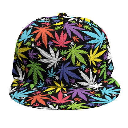 Colorful Weed Leaf Pattern Print Snapback Cap