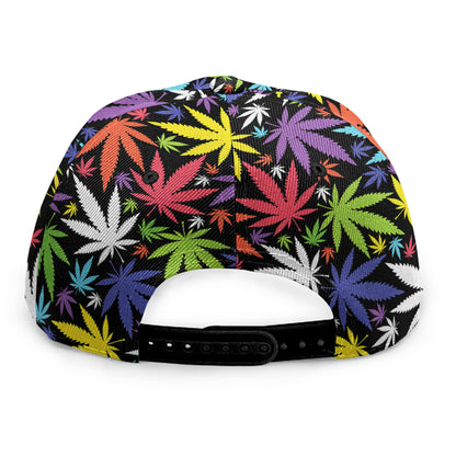 Colorful Weed Leaf Pattern Print Snapback Cap