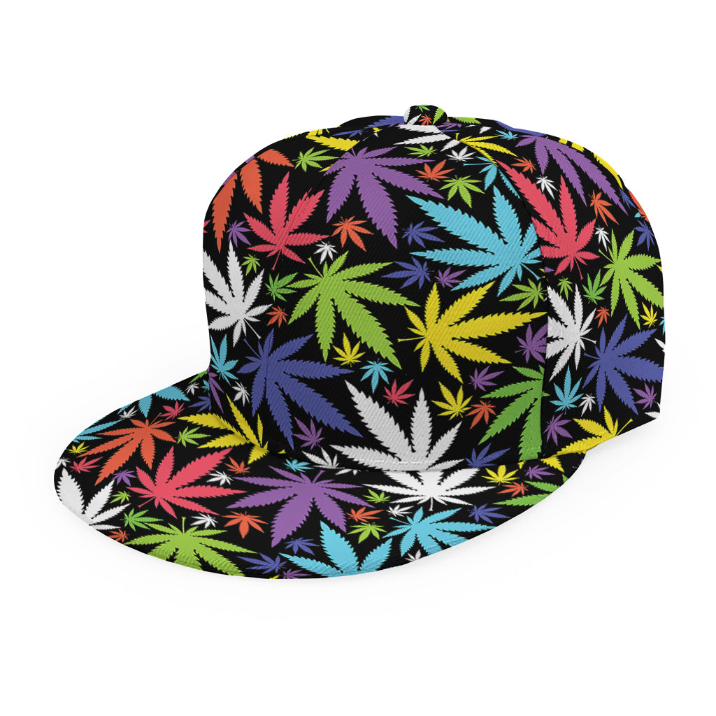 Colorful Weed Leaf Pattern Print Snapback Cap