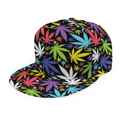 Colorful Weed Leaf Pattern Print Snapback Cap
