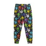 Colorful Weed Leaf Pattern Print Sweatpants