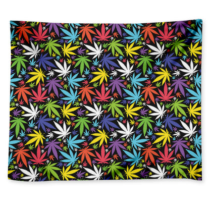 Colorful Weed Leaf Pattern Print Tapestry