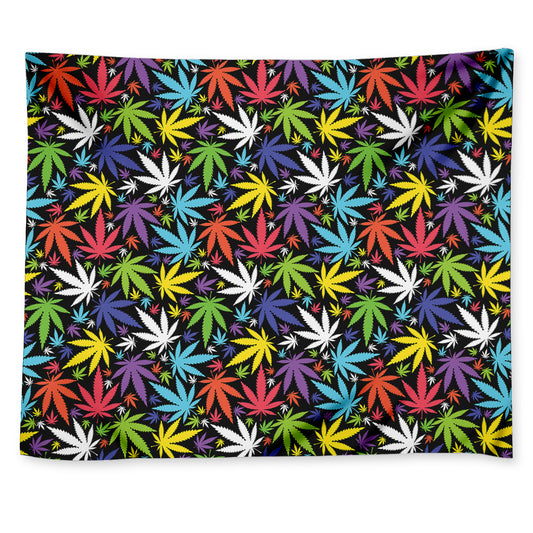 Colorful Weed Leaf Pattern Print Tapestry