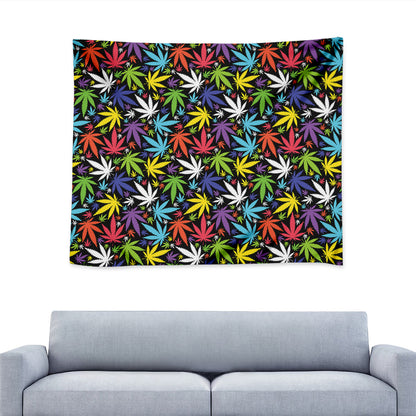 Colorful Weed Leaf Pattern Print Tapestry