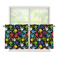 Colorful Weed Leaf Pattern Print Tier Curtains